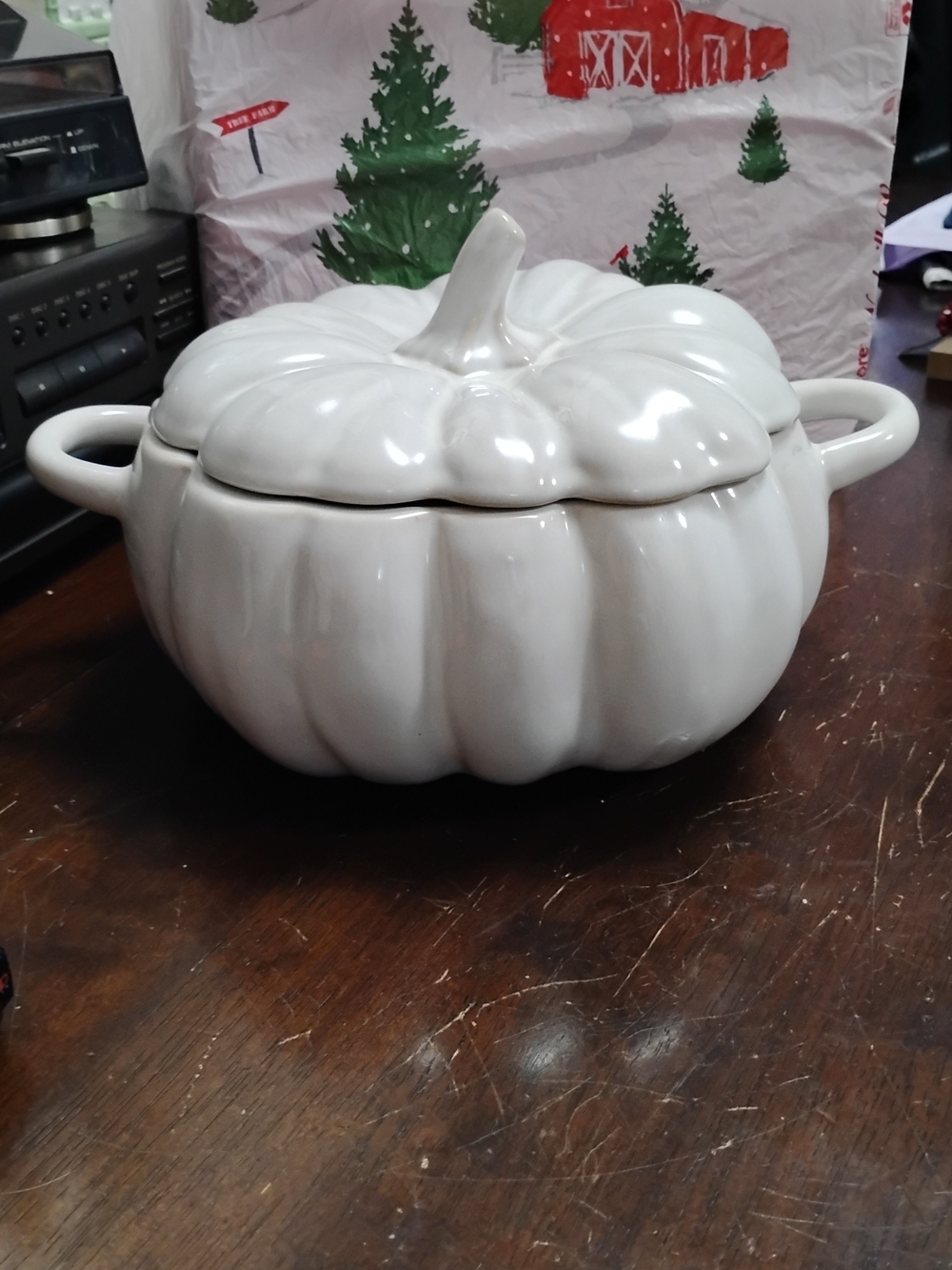 Threshold White Pumpkin Ceramic Covered Casserole